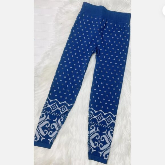 NWT SWEATY BETTY Deep Blue Fair Isle Base Layer Leggings Seamless Soft Sz Small - Picture 7 of 9